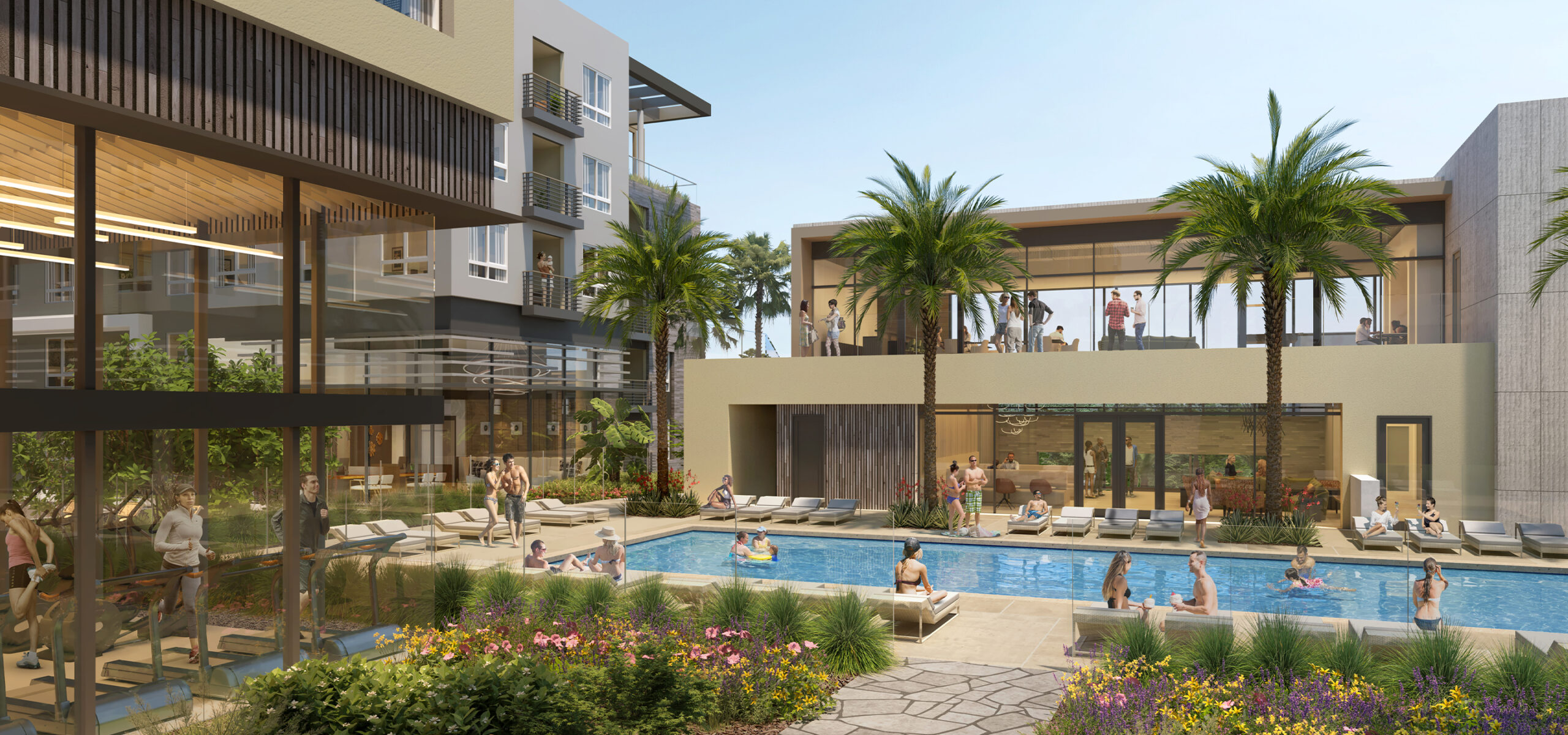 Pool Area with lobby and amenities