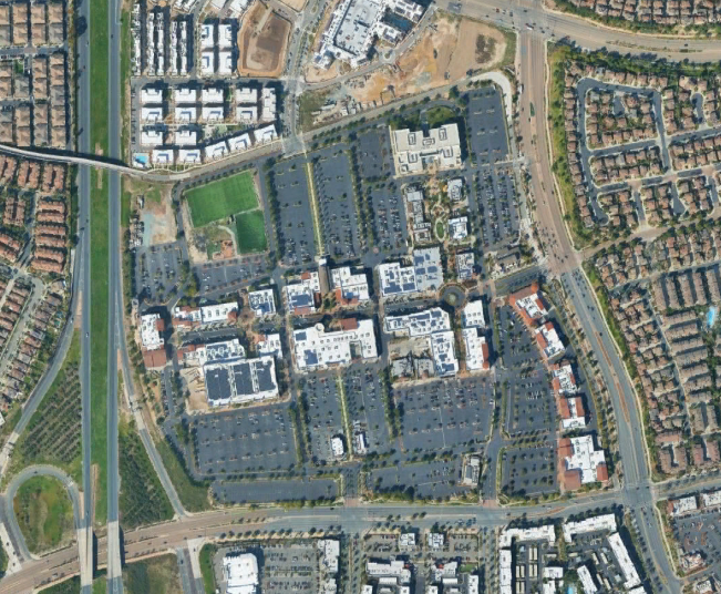 A satellite image of the existing Otay Ranch Town Center
