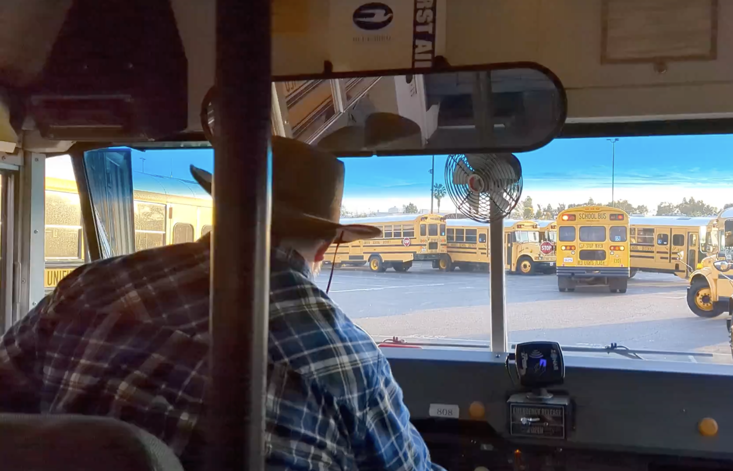 Driver Sean Redmond prepares to roll out a bus.